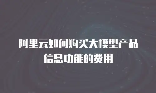 阿里云如何购买大模型产品信息功能的费用