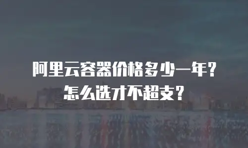 阿里云容器价格多少一年？怎么选才不超支？