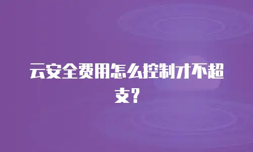 云安全费用怎么控制才不超支？