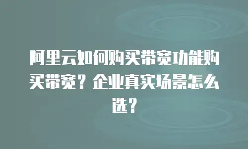 阿里云如何购买带宽功能购买带宽？企业真实场景怎么选？