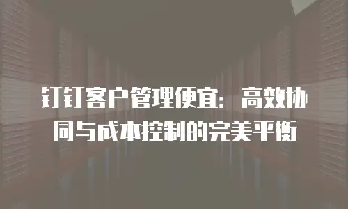钉钉客户管理便宜：高效协同与成本控制的完美平衡