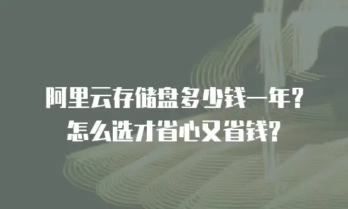 阿里云存储盘多少钱一年？怎么选才省心又省钱？