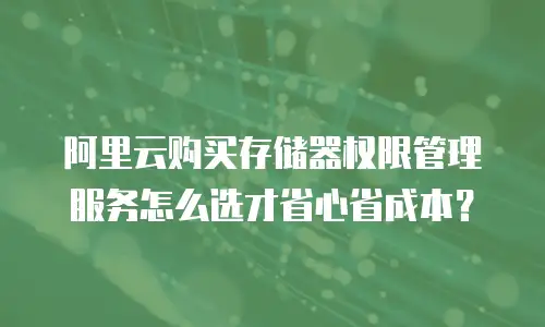 阿里云购买存储器权限管理服务怎么选才省心省成本？