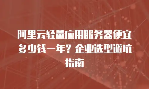 阿里云轻量应用服务器便宜多少钱一年？企业选型避坑指南