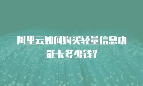 阿里云如何购买轻量信息功能卡多少钱？