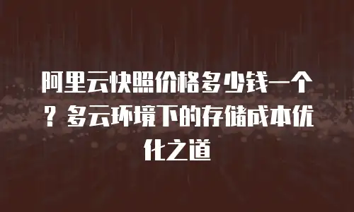 阿里云快照价格多少钱一个？多云环境下的存储成本优化之道