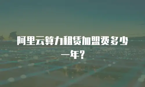 阿里云算力租赁加盟费多少一年？
