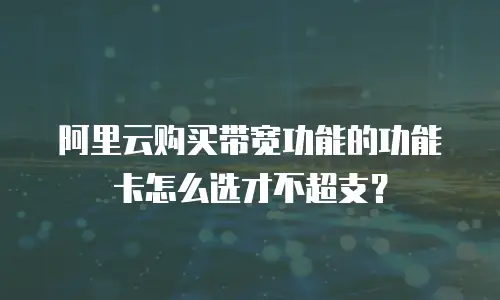 阿里云购买带宽功能的功能卡怎么选才不超支？