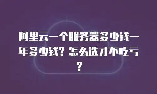 阿里云一个服务器多少钱一年多少钱？怎么选才不吃亏？
