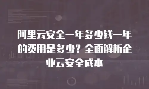 阿里云安全一年多少钱一年的费用是多少？全面解析企业云安全成本