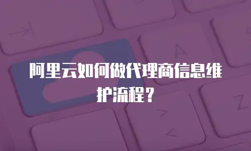 阿里云如何做代理商信息维护流程？