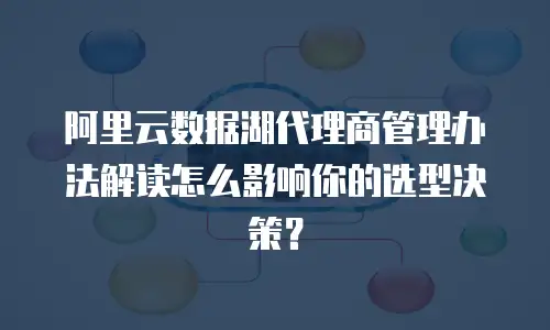 阿里云数据湖代理商管理办法解读怎么影响你的选型决策？