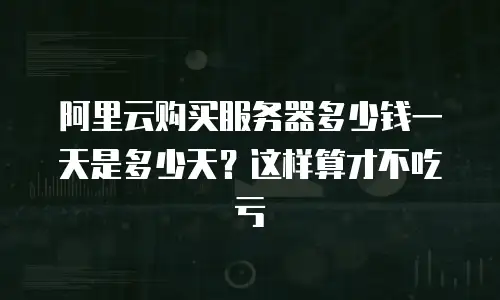 阿里云购买服务器多少钱一天是多少天？这样算才不吃亏