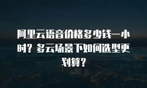 阿里云语音价格多少钱一小时？多云场景下如何选型更划算？