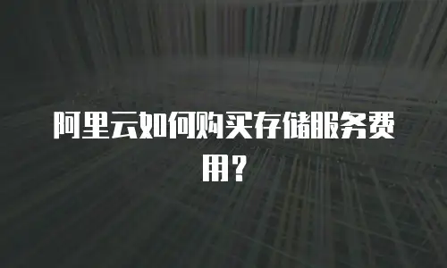 阿里云如何购买存储服务费用？