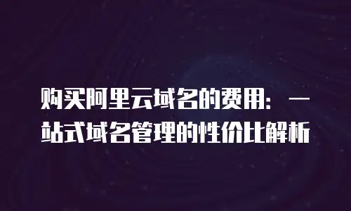 购买阿里云域名的费用：一站式域名管理的性价比解析