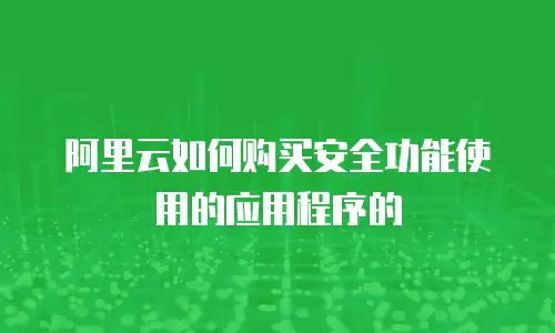 阿里云如何购买安全功能使用的应用程序的