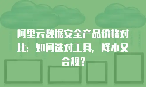 阿里云数据安全产品价格对比：如何选对工具，降本又合规？