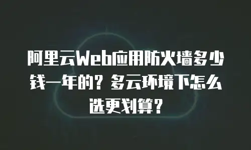 阿里云Web应用防火墙多少钱一年的？多云环境下怎么选更划算？