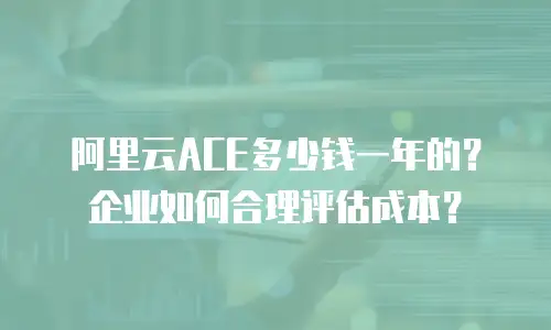 阿里云ACE多少钱一年的？企业如何合理评估成本？
