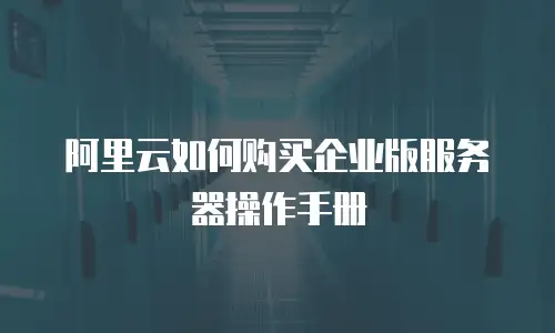 阿里云如何购买企业版服务器操作手册