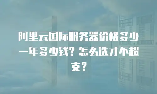 阿里云国际服务器价格多少一年多少钱？怎么选才不超支？