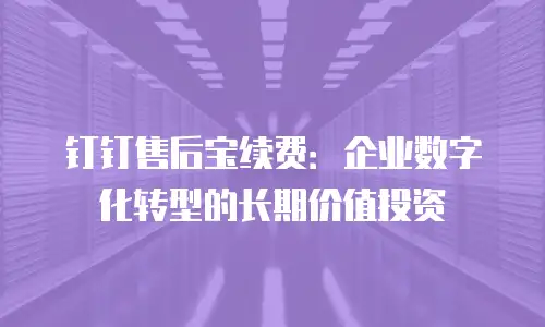 钉钉售后宝续费：企业数字化转型的长期价值投资