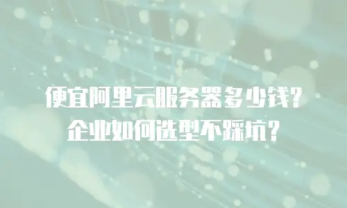 便宜阿里云服务器多少钱？企业如何选型不踩坑？
