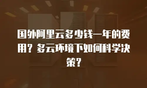 国外阿里云多少钱一年的费用？多云环境下如何科学决策？