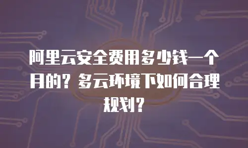 阿里云安全费用多少钱一个月的？多云环境下如何合理规划？