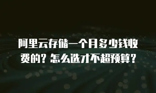 阿里云存储一个月多少钱收费的？怎么选才不超预算？