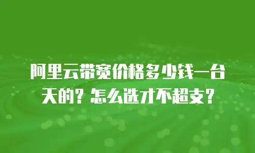 阿里云带宽价格多少钱一台天的？怎么选才不超支？