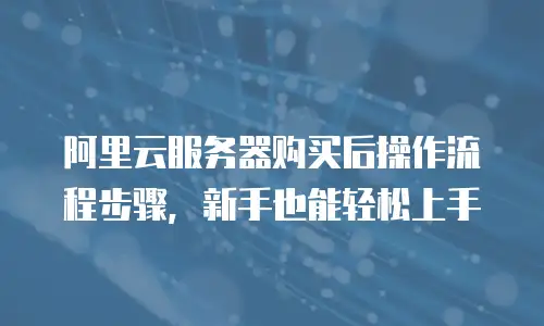 阿里云服务器购买后操作流程步骤，新手也能轻松上手