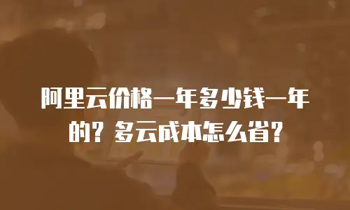 阿里云价格一年多少钱一年的？多云成本怎么省？