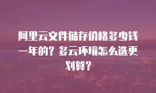 阿里云文件储存价格多少钱一年的？多云环境怎么选更划算？