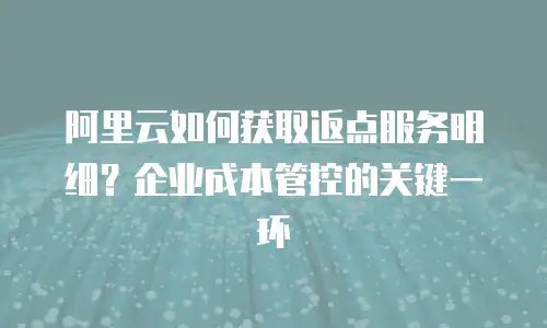 阿里云如何获取返点服务明细？企业成本管控的关键一环