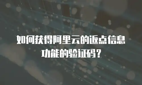 如何获得阿里云的返点信息功能的验证码？