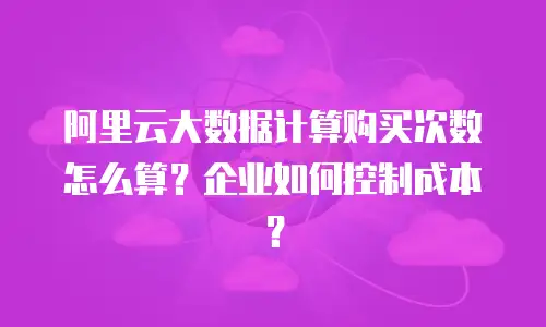 阿里云大数据计算购买次数怎么算？企业如何控制成本？