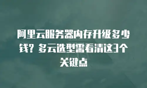 阿里云服务器内存升级多少钱？多云选型需看清这3个关键点