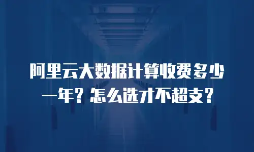 阿里云大数据计算收费多少一年？怎么选才不超支？