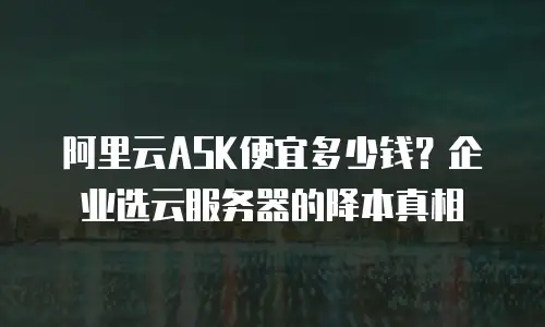 阿里云ASK便宜多少钱？企业选云服务器的降本真相