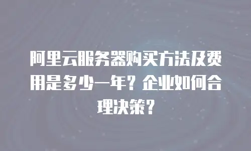 阿里云服务器购买方法及费用是多少一年？企业如何合理决策？