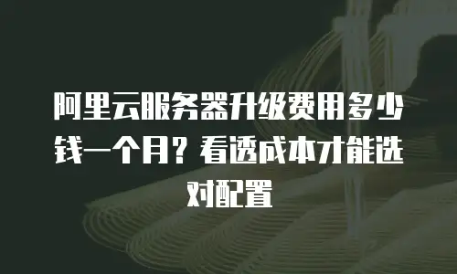 阿里云服务器升级费用多少钱一个月？看透成本才能选对配置
