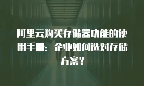 阿里云购买存储器功能的使用手册：企业如何选对存储方案？