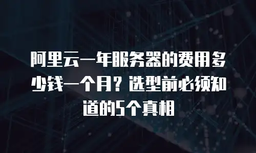 阿里云一年服务器的费用多少钱一个月？选型前必须知道的5个真相