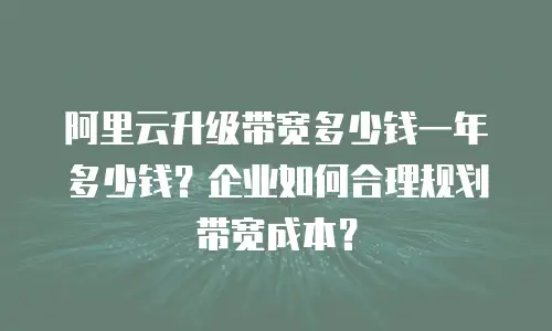 阿里云升级带宽多少钱一年多少钱？企业如何合理规划带宽成本？