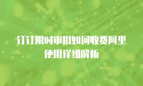钉钉限时审批如何收费阿里使用详细解析