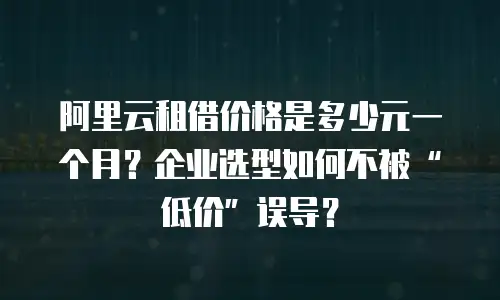 阿里云租借价格是多少元一个月？企业选型如何不被“低价”误导？