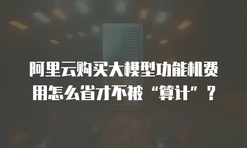 阿里云购买大模型功能机费用怎么省才不被“算计”？