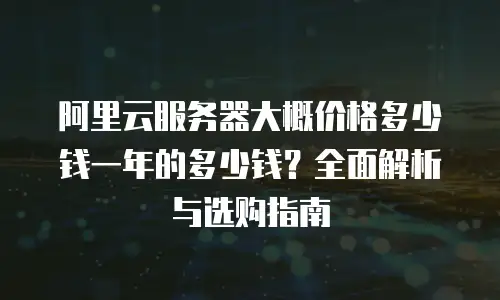 阿里云服务器大概价格多少钱一年的多少钱？全面解析与选购指南